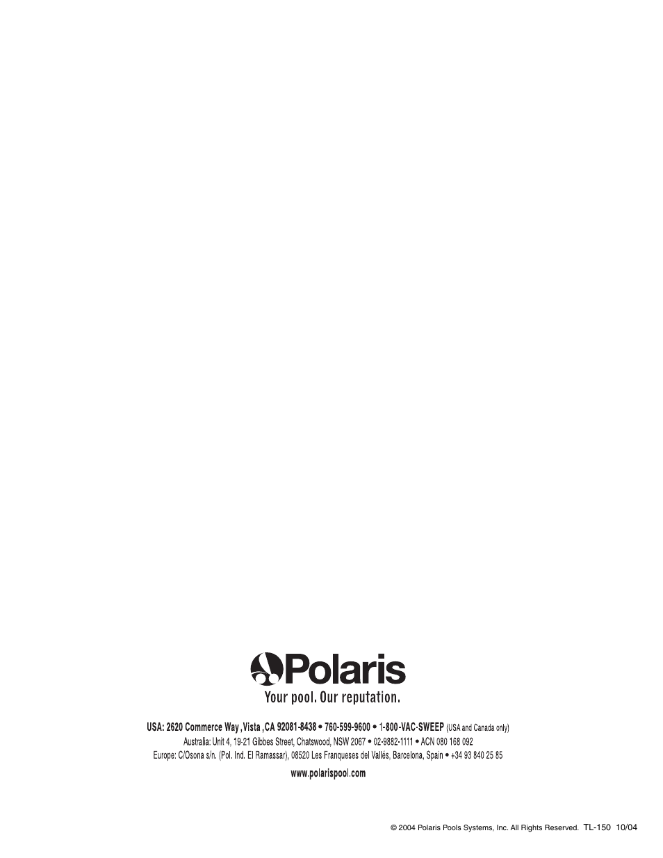 Polaris 145 User Manual | Page 63 / 63