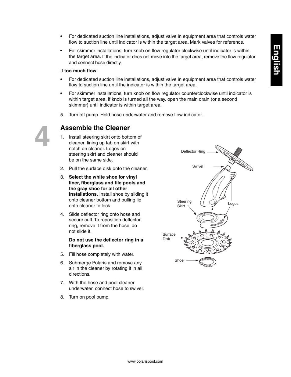 English, Assemble the cleaner | Polaris 145 User Manual | Page 7 / 63