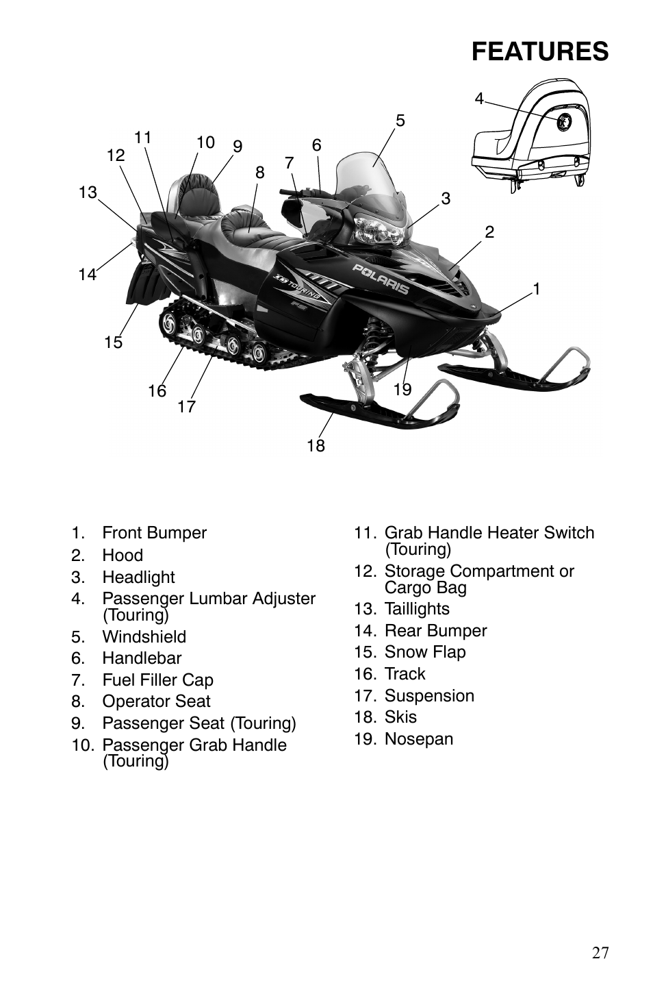 Features | Polaris FST IQ Touring User Manual | Page 30 / 179