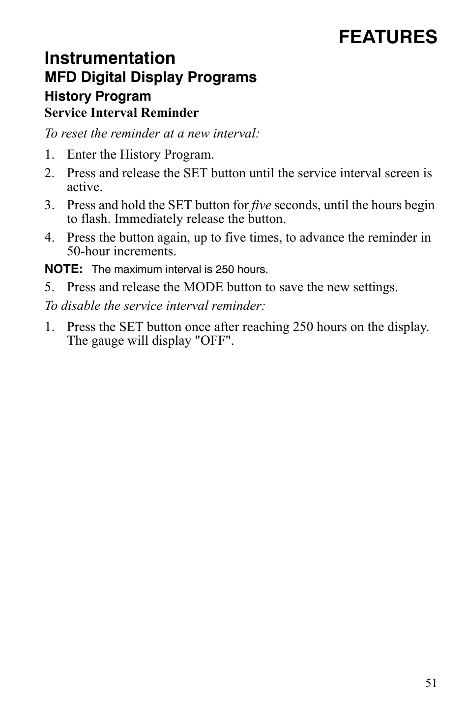 Features, Instrumentation | Polaris FST IQ Touring User Manual | Page 54 / 179