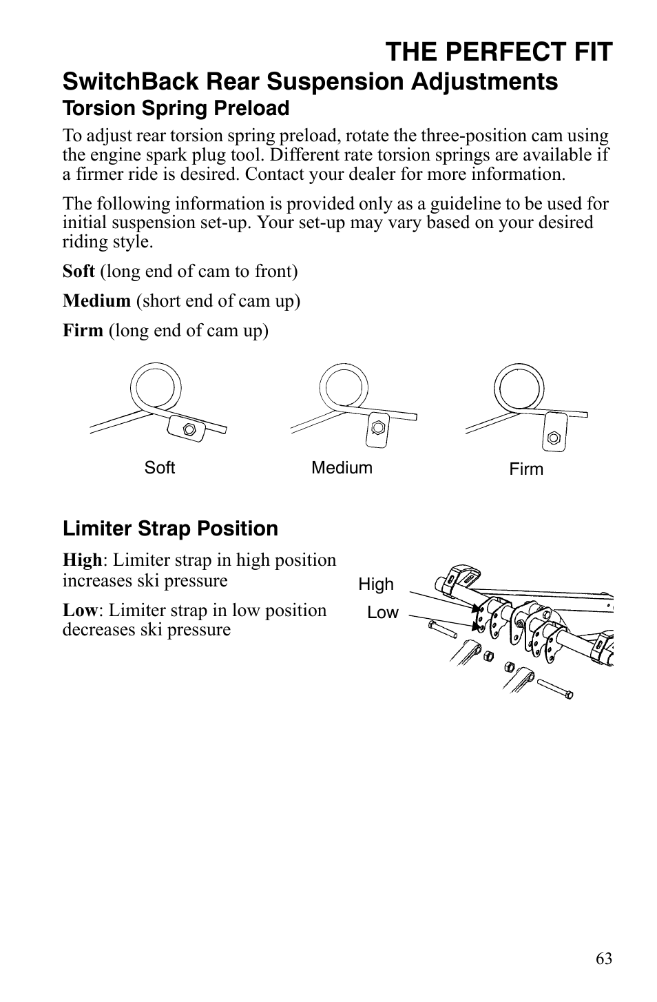 The perfect fit, Switchback rear suspension adjustments | Polaris FST IQ Touring User Manual | Page 66 / 179