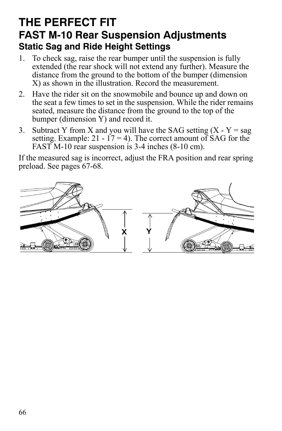 The perfect fit, Fast m-10 rear suspension adjustments | Polaris FST IQ Touring User Manual | Page 69 / 179