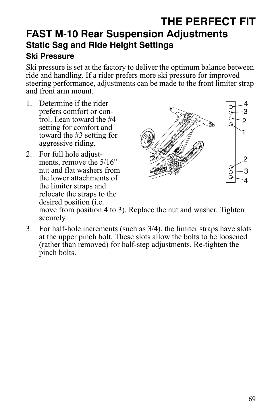 The perfect fit, Fast m-10 rear suspension adjustments | Polaris FST IQ Touring User Manual | Page 72 / 179