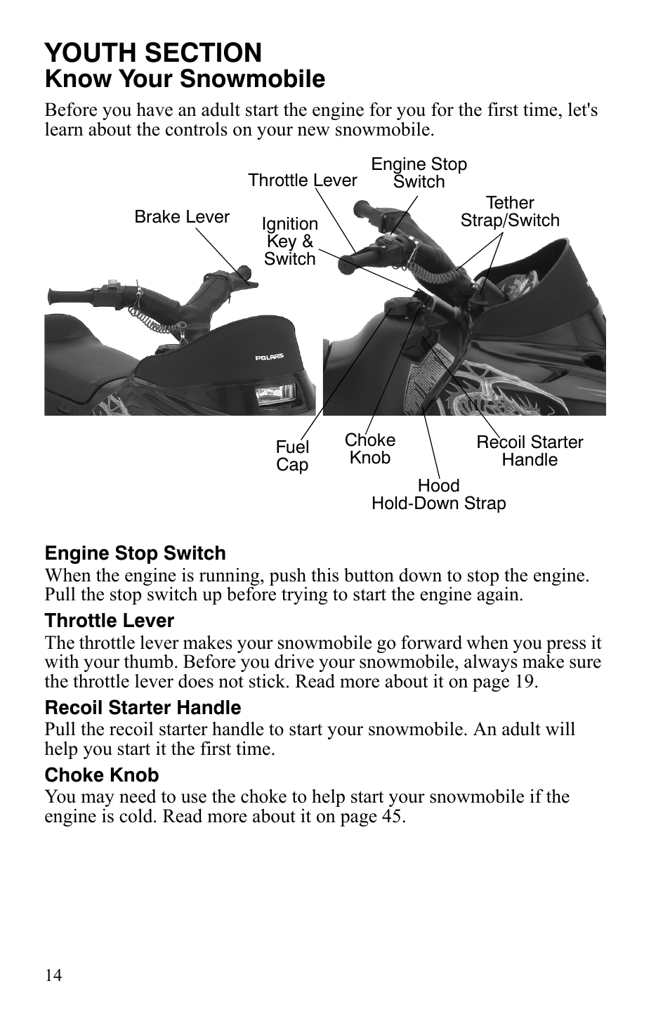 Know your snowmobile | Polaris Xer User Manual | Page 17 / 100