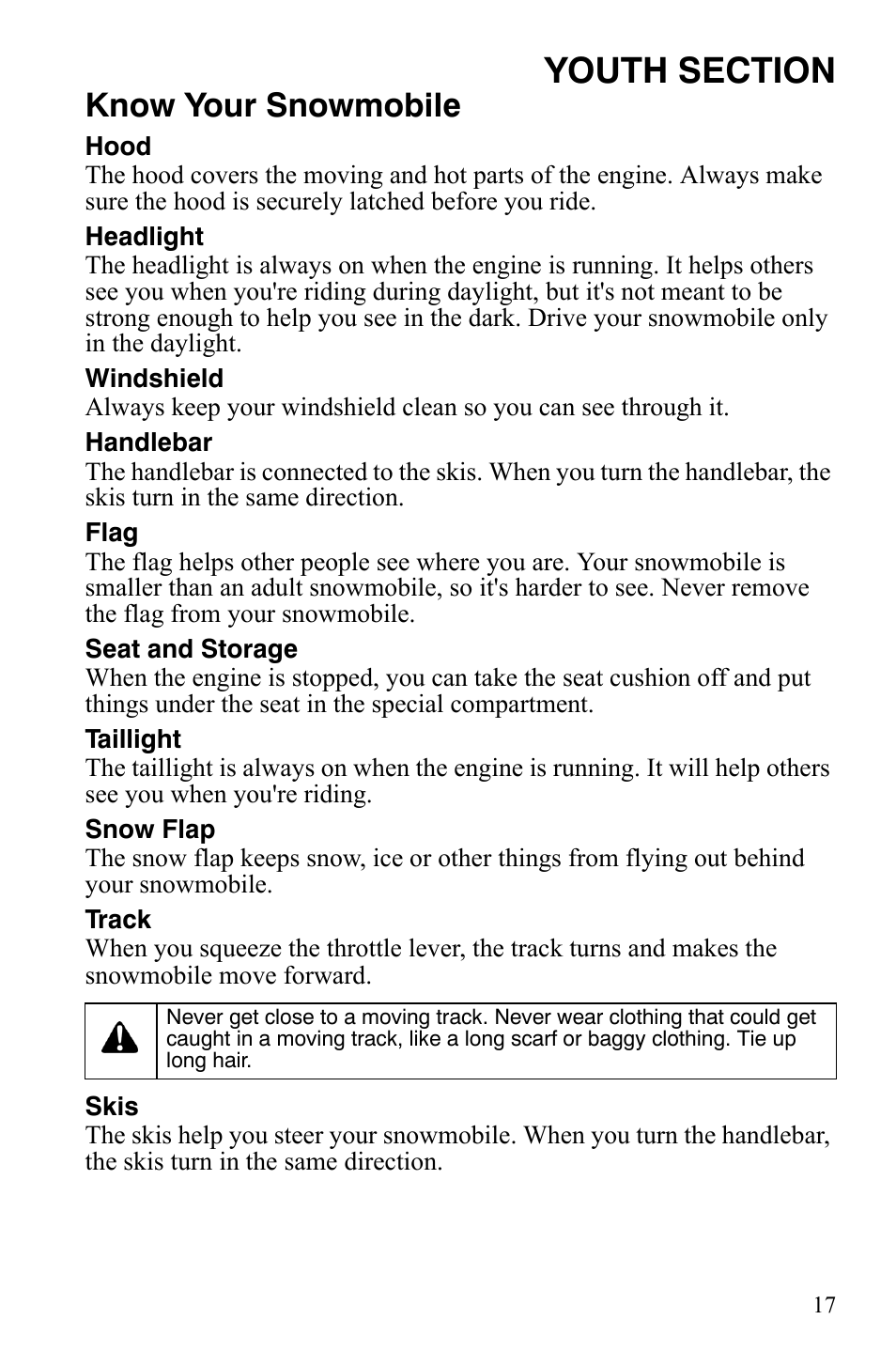 Know your snowmobile | Polaris Xer User Manual | Page 20 / 100