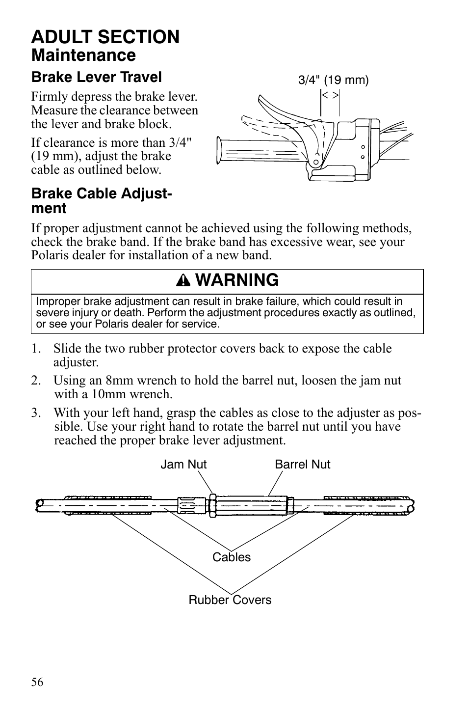 Maintenance, Warning | Polaris Xer User Manual | Page 59 / 100