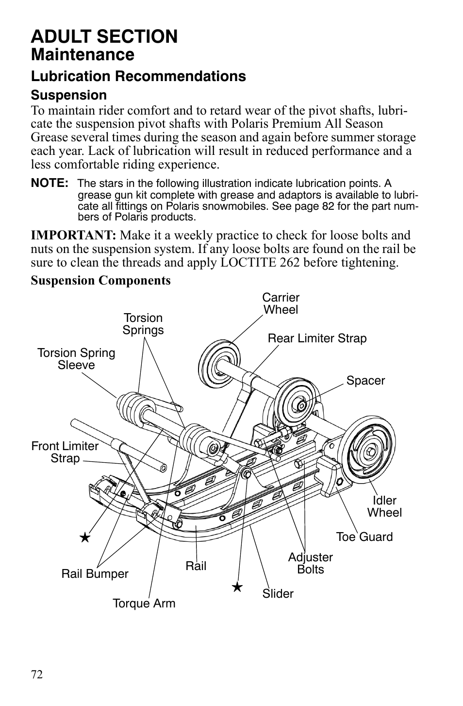 Maintenance, Lubrication recommendations | Polaris Xer User Manual | Page 75 / 100