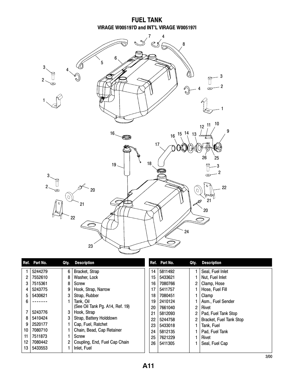 A11 fuel tank | Polaris VIRAGE W005197D User Manual | Page 11 / 42