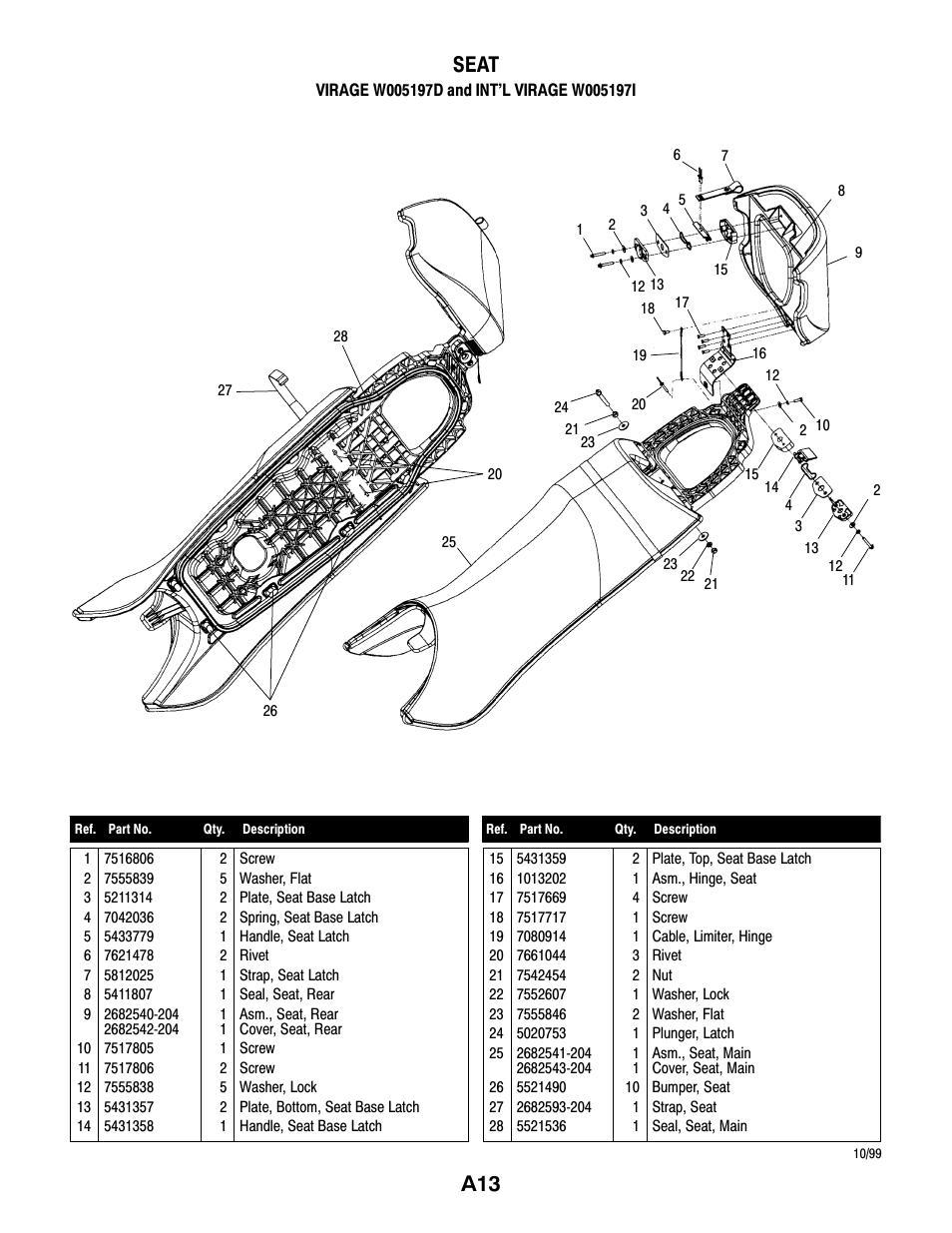 A13 seat | Polaris VIRAGE W005197D User Manual | Page 13 / 42