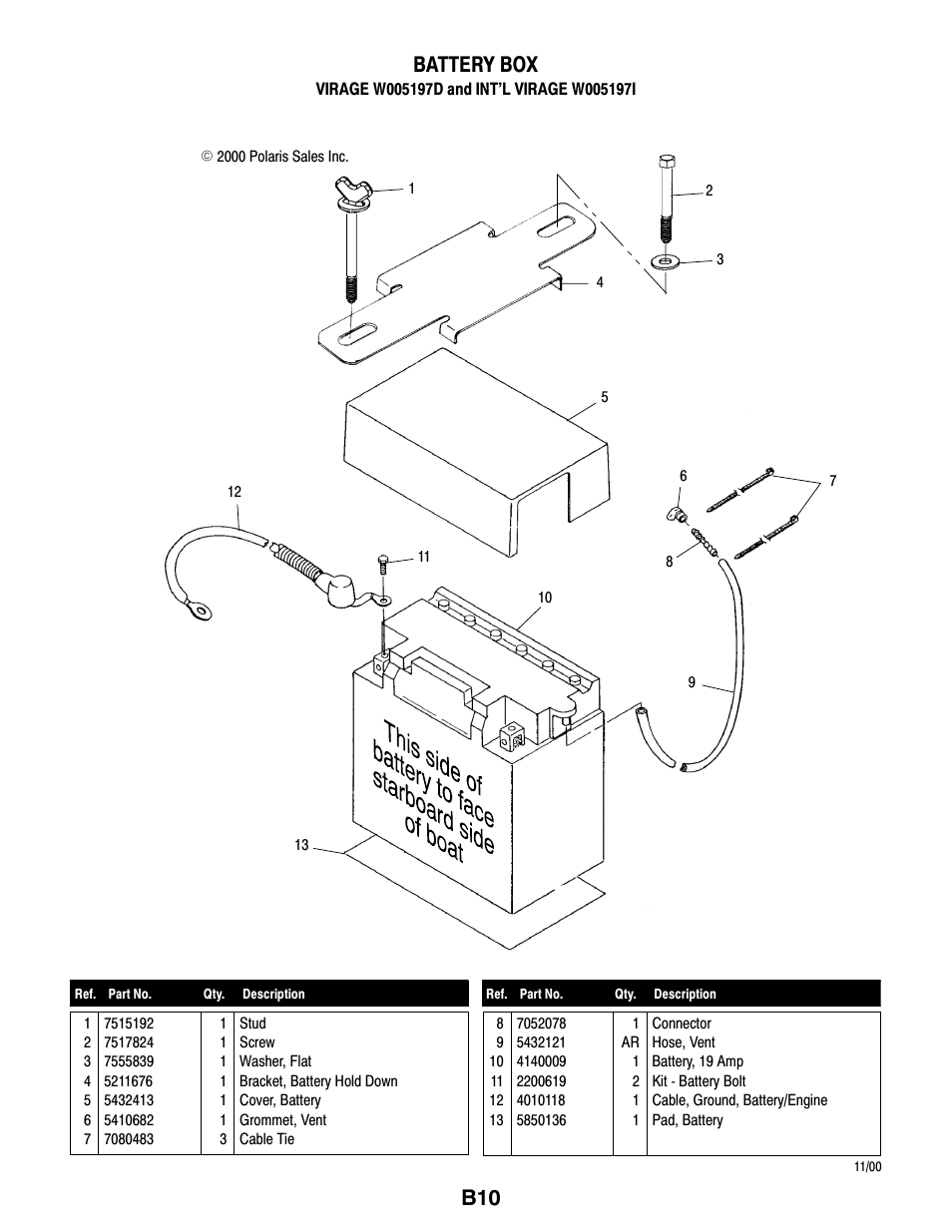 B10 battery box | Polaris VIRAGE W005197D User Manual | Page 24 / 42