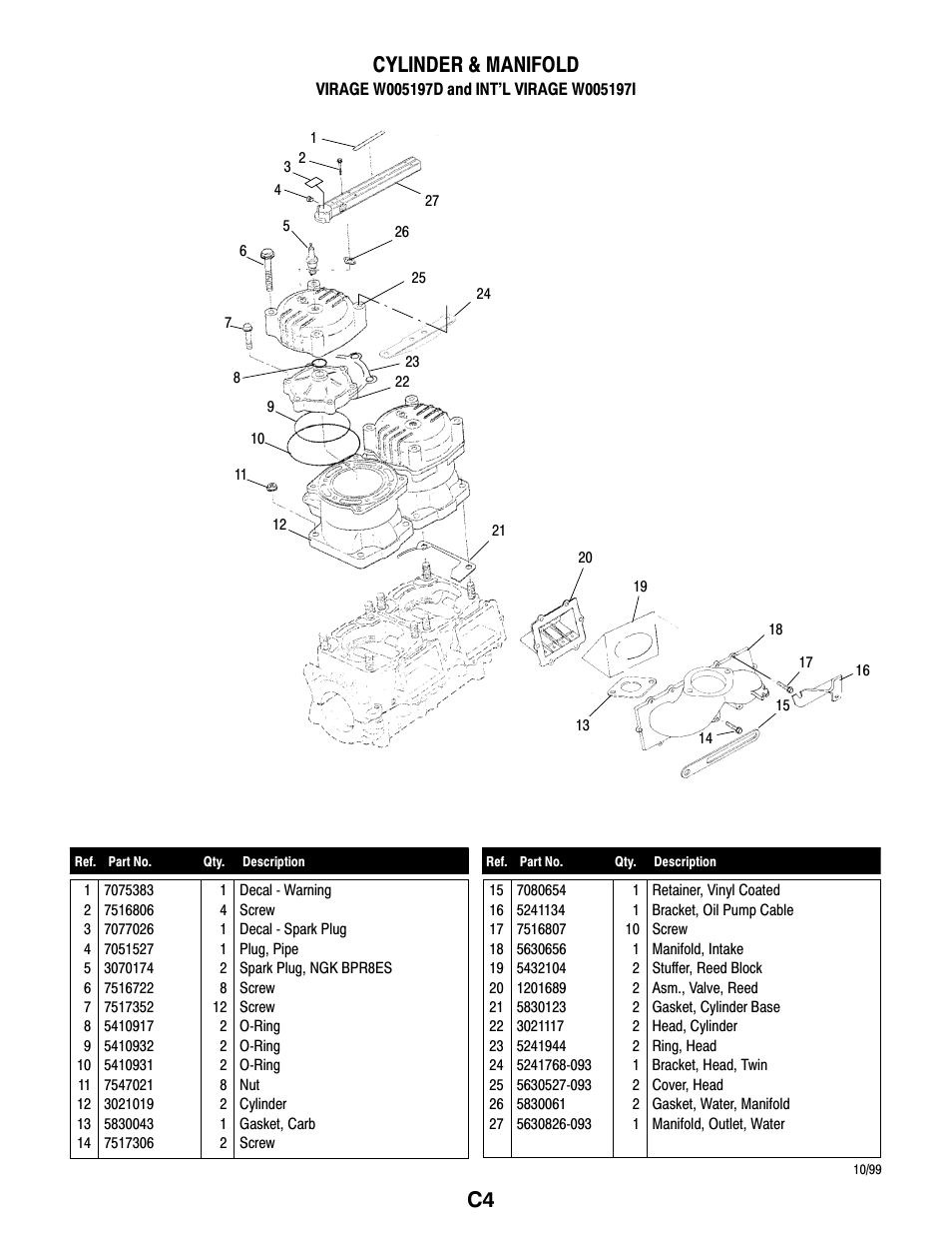 C4 cylinder & manifold | Polaris VIRAGE W005197D User Manual | Page 32 / 42