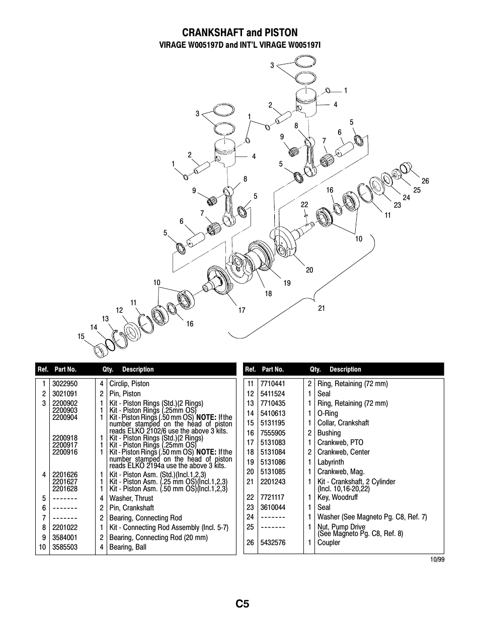 C5 crankshaft and piston | Polaris VIRAGE W005197D User Manual | Page 33 / 42