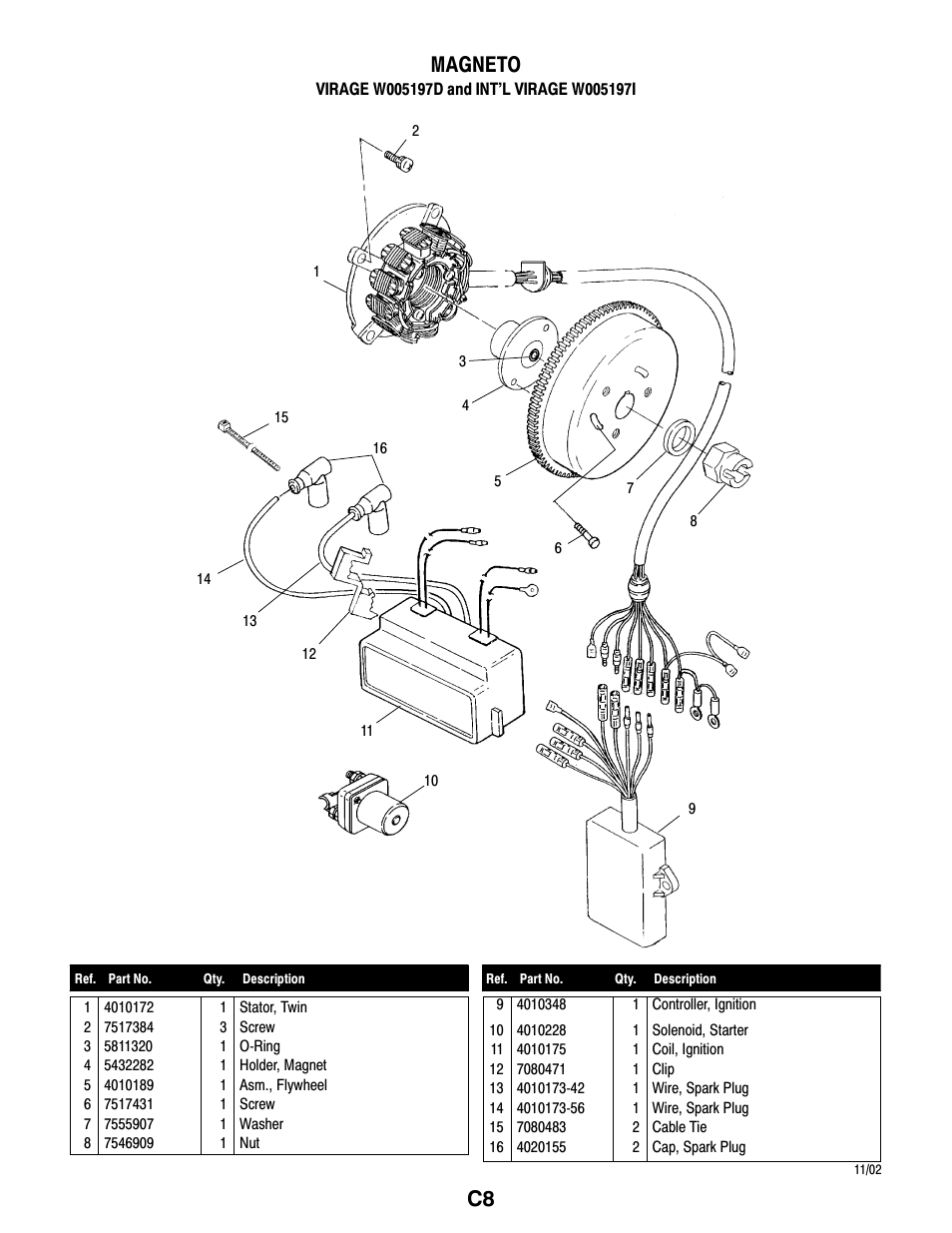 C8 magneto | Polaris VIRAGE W005197D User Manual | Page 36 / 42