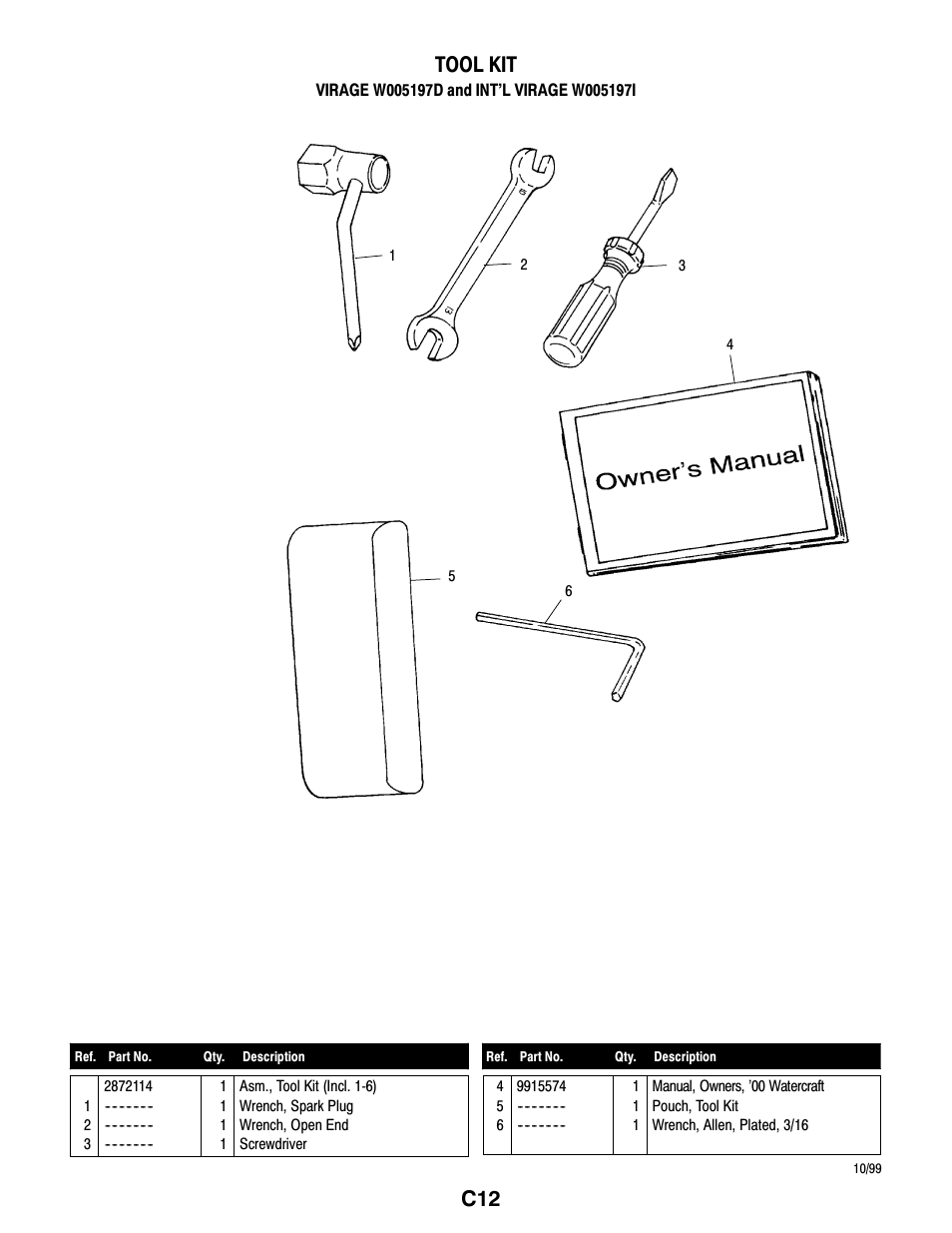 C12 tool kit | Polaris VIRAGE W005197D User Manual | Page 40 / 42