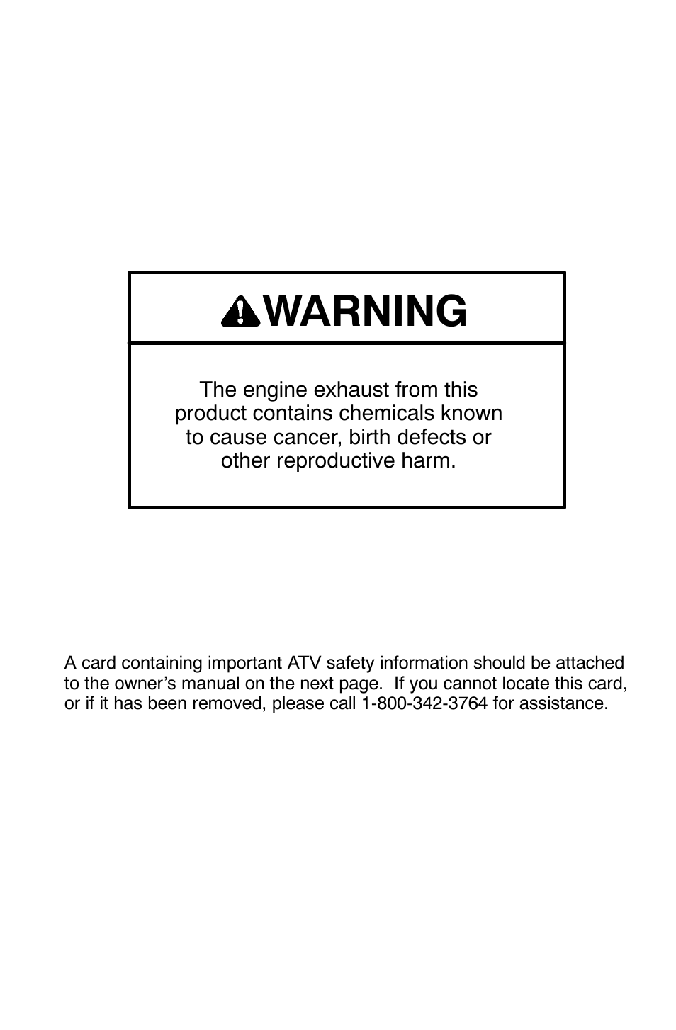 Warning | Polaris Scrambler 500 4x4 User Manual | Page 3 / 122