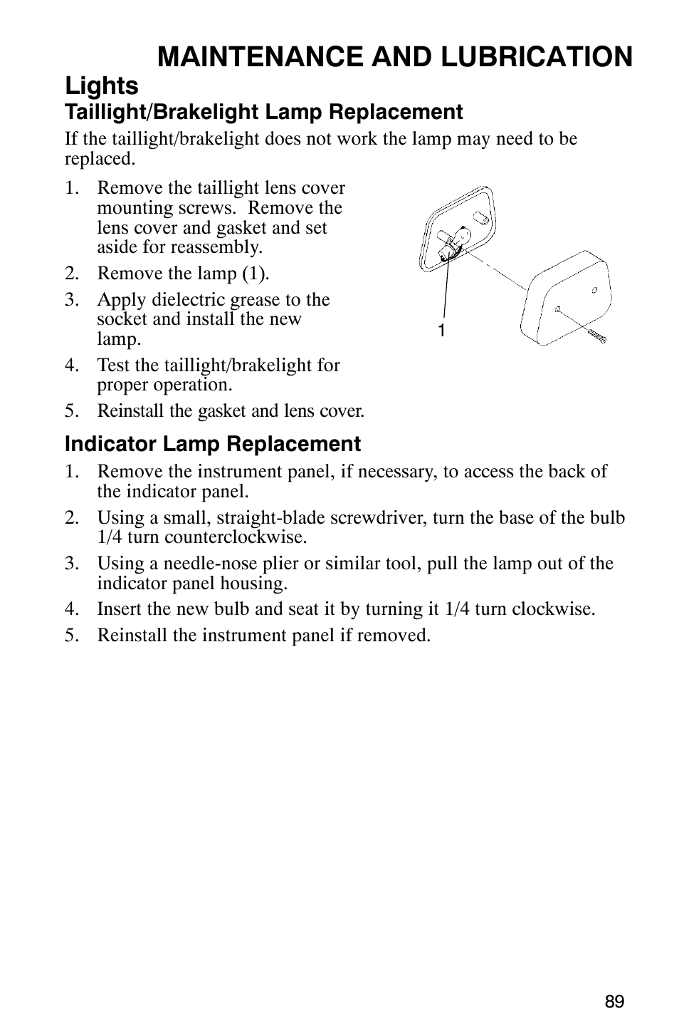 Maintenance and lubrication, Lights | Polaris Scrambler 500 4x4 User Manual | Page 92 / 122