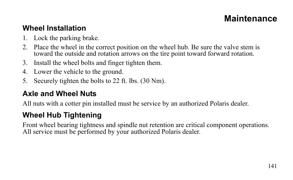 Maintenance | Polaris Outlaw 9921811 User Manual | Page 144 / 184