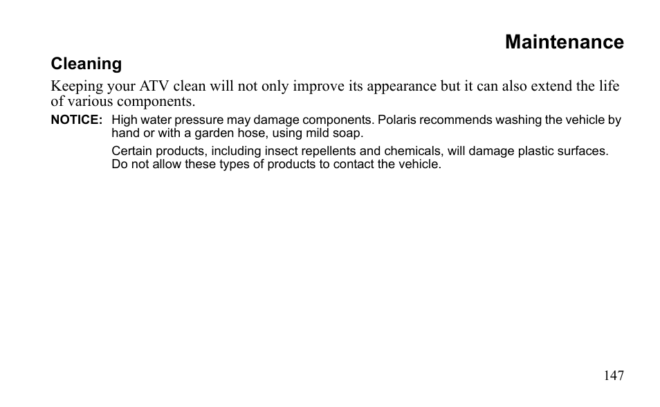 Maintenance | Polaris Outlaw 9921811 User Manual | Page 150 / 184