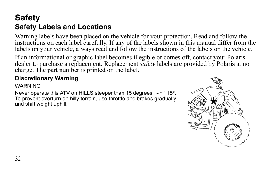 Safety | Polaris Outlaw 9921811 User Manual | Page 35 / 184
