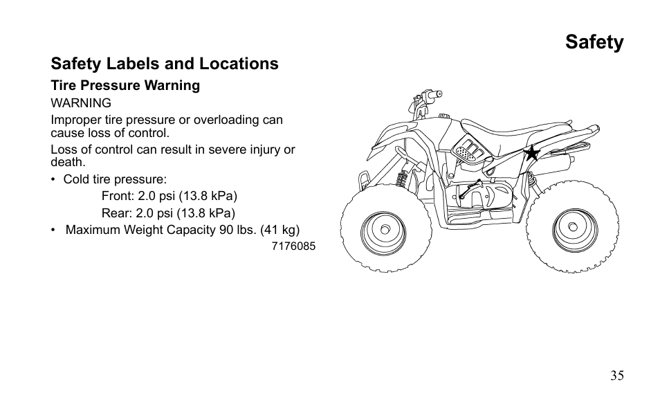 Safety | Polaris Outlaw 9921811 User Manual | Page 38 / 184