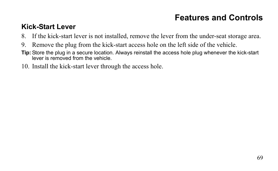 Features and controls | Polaris Outlaw 9921811 User Manual | Page 72 / 184