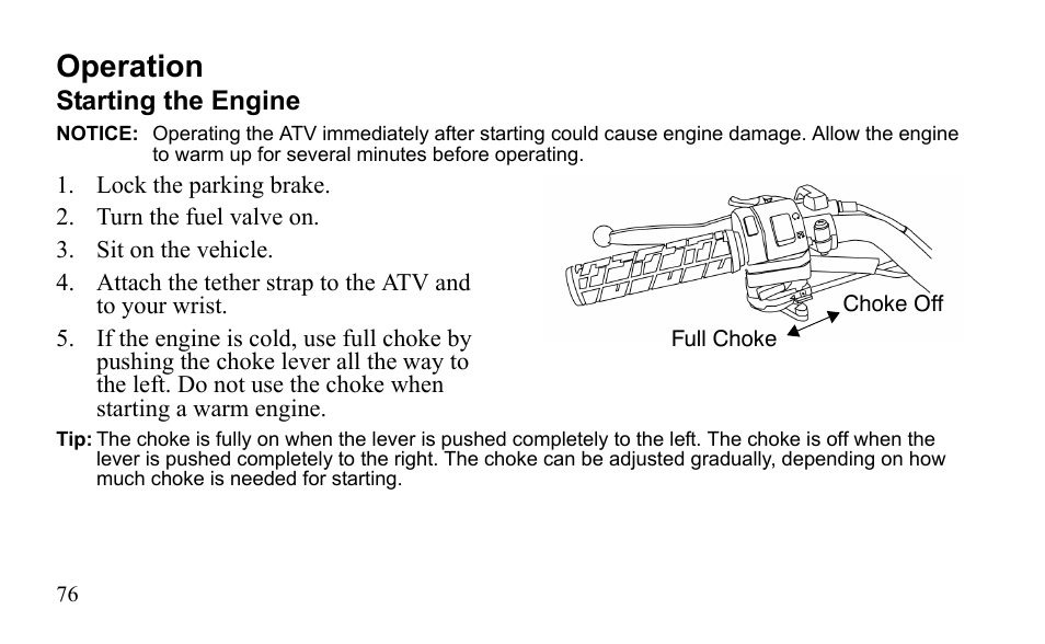 Operation | Polaris Outlaw 9921811 User Manual | Page 79 / 184