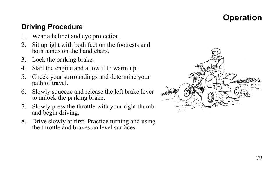 Operation | Polaris Outlaw 9921811 User Manual | Page 82 / 184