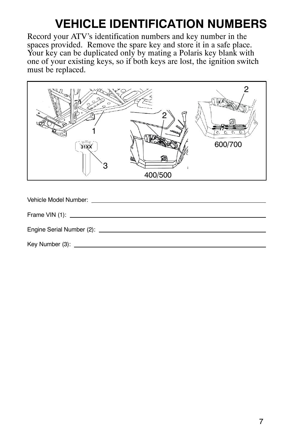 Vehicle identification numbers | Polaris 9919412 User Manual | Page 10 / 135