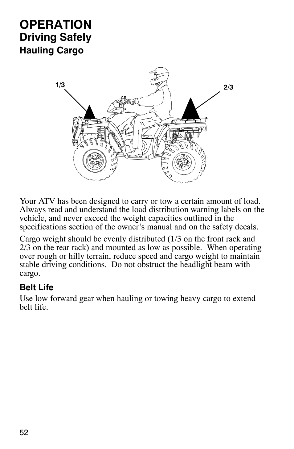 Operation, Driving safely | Polaris 9919412 User Manual | Page 55 / 135