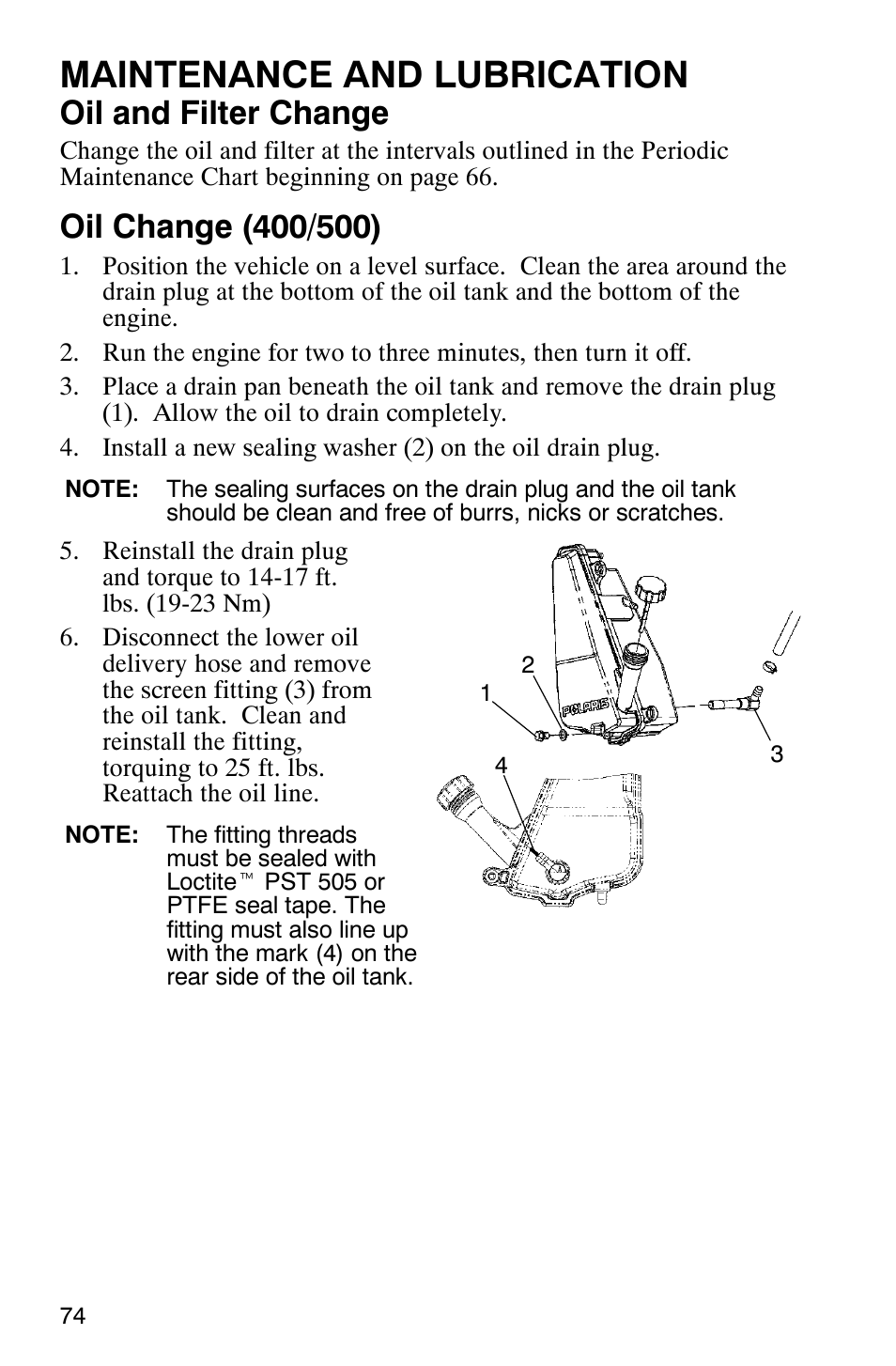 Maintenance and lubrication, Oil and filter change | Polaris 9919412 User Manual | Page 77 / 135