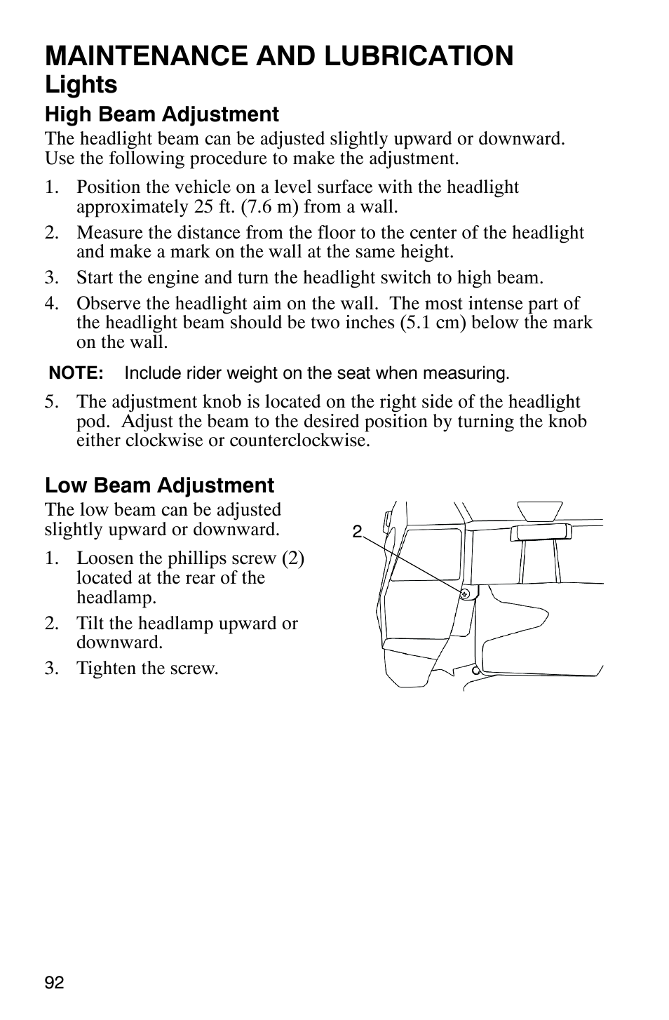 Maintenance and lubrication, Lights | Polaris 9919412 User Manual | Page 95 / 135