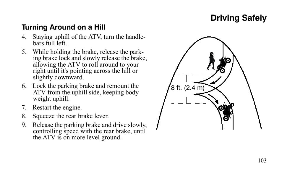 Driving safely | Polaris Predator 9920872 User Manual | Page 106 / 199