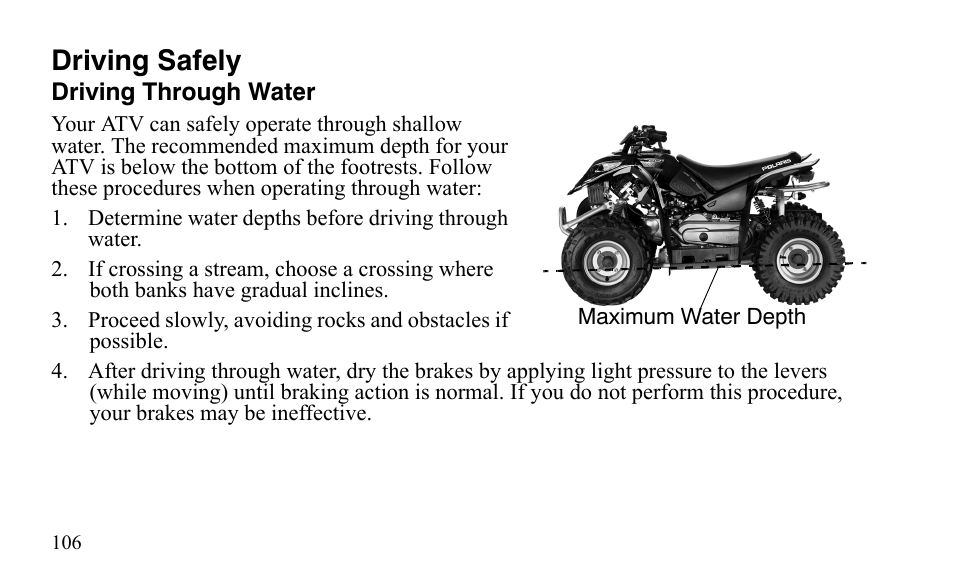 Driving safely | Polaris Predator 9920872 User Manual | Page 109 / 199