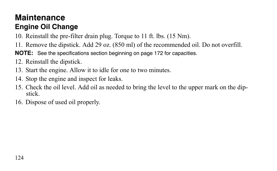 Maintenance | Polaris Predator 9920872 User Manual | Page 127 / 199