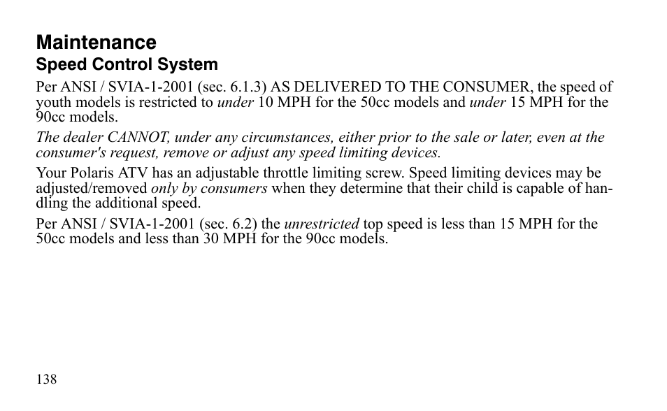 Maintenance | Polaris Predator 9920872 User Manual | Page 141 / 199