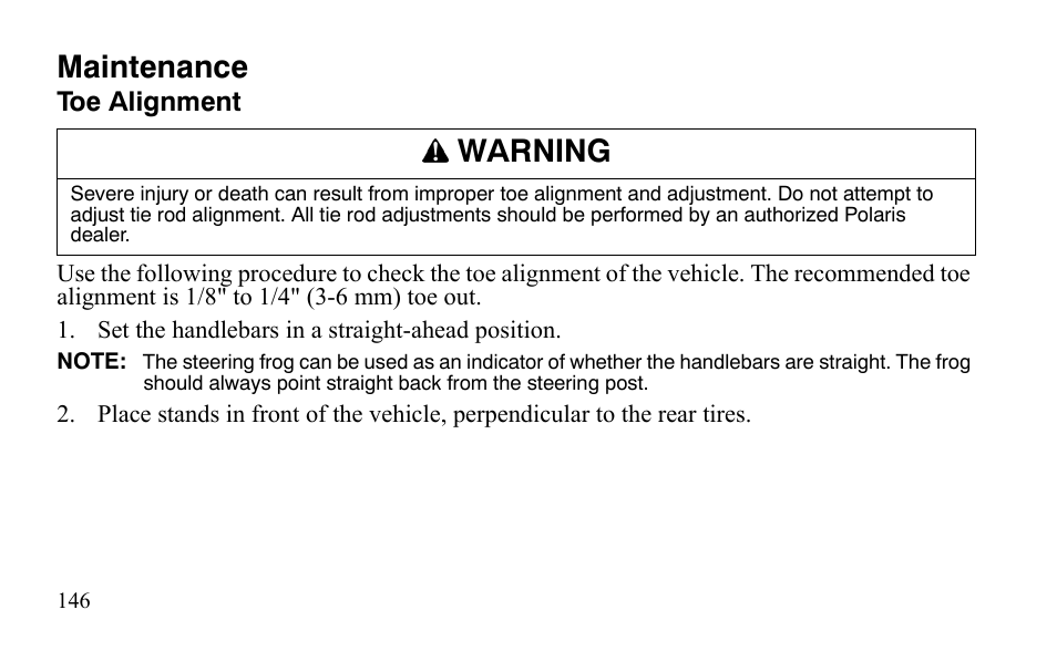 Maintenance, Warning | Polaris Predator 9920872 User Manual | Page 149 / 199