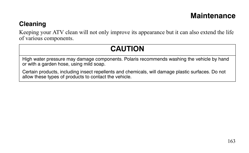 Maintenance, Caution | Polaris Predator 9920872 User Manual | Page 166 / 199