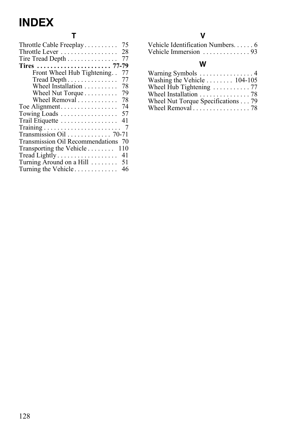 Index | Polaris Scrambler 9921777 User Manual | Page 131 / 131