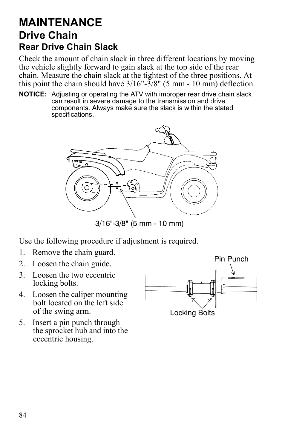 Maintenance, Drive chain | Polaris Scrambler 9921777 User Manual | Page 87 / 131