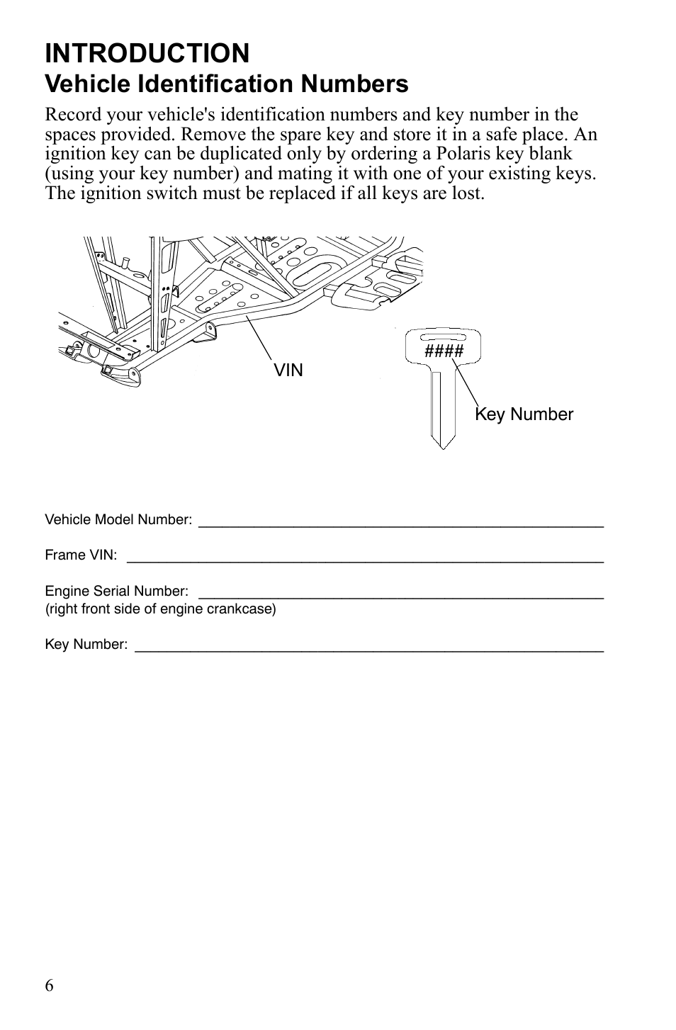 Introduction, Vehicle identification numbers | Polaris Scrambler 9921777 User Manual | Page 9 / 131