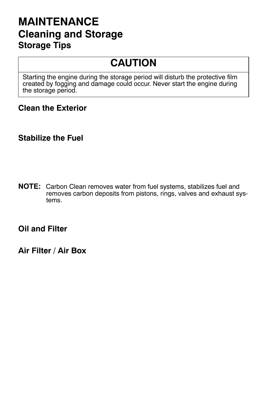Maintenance, Cleaning and storage, Caution | Polaris Sportsman 9920374 User Manual | Page 117 / 143