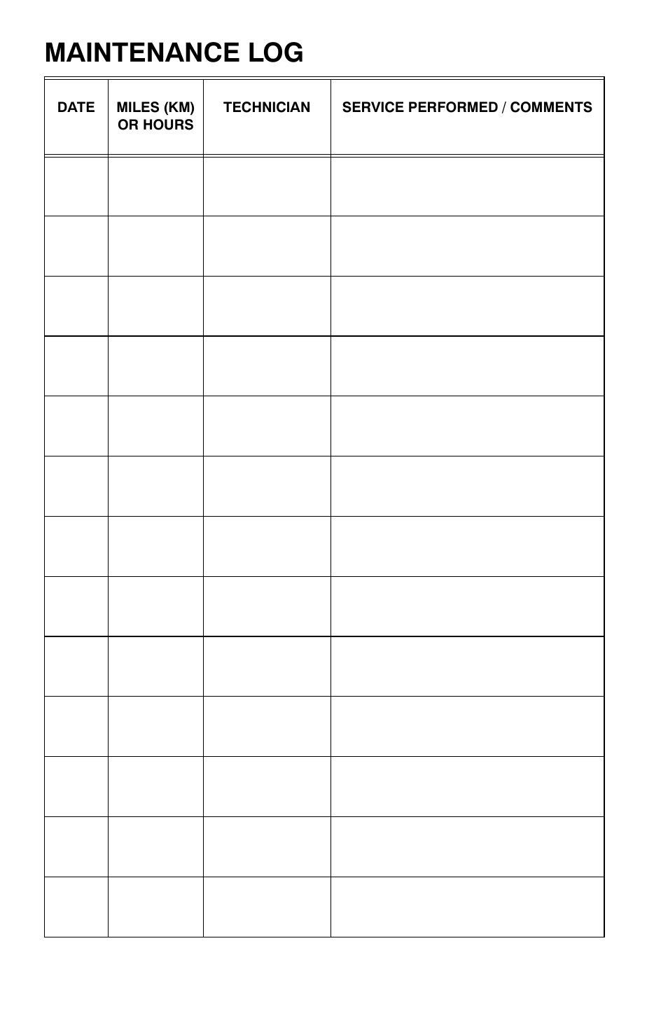 Maintenance log | Polaris Sportsman 9920374 User Manual | Page 139 / 143