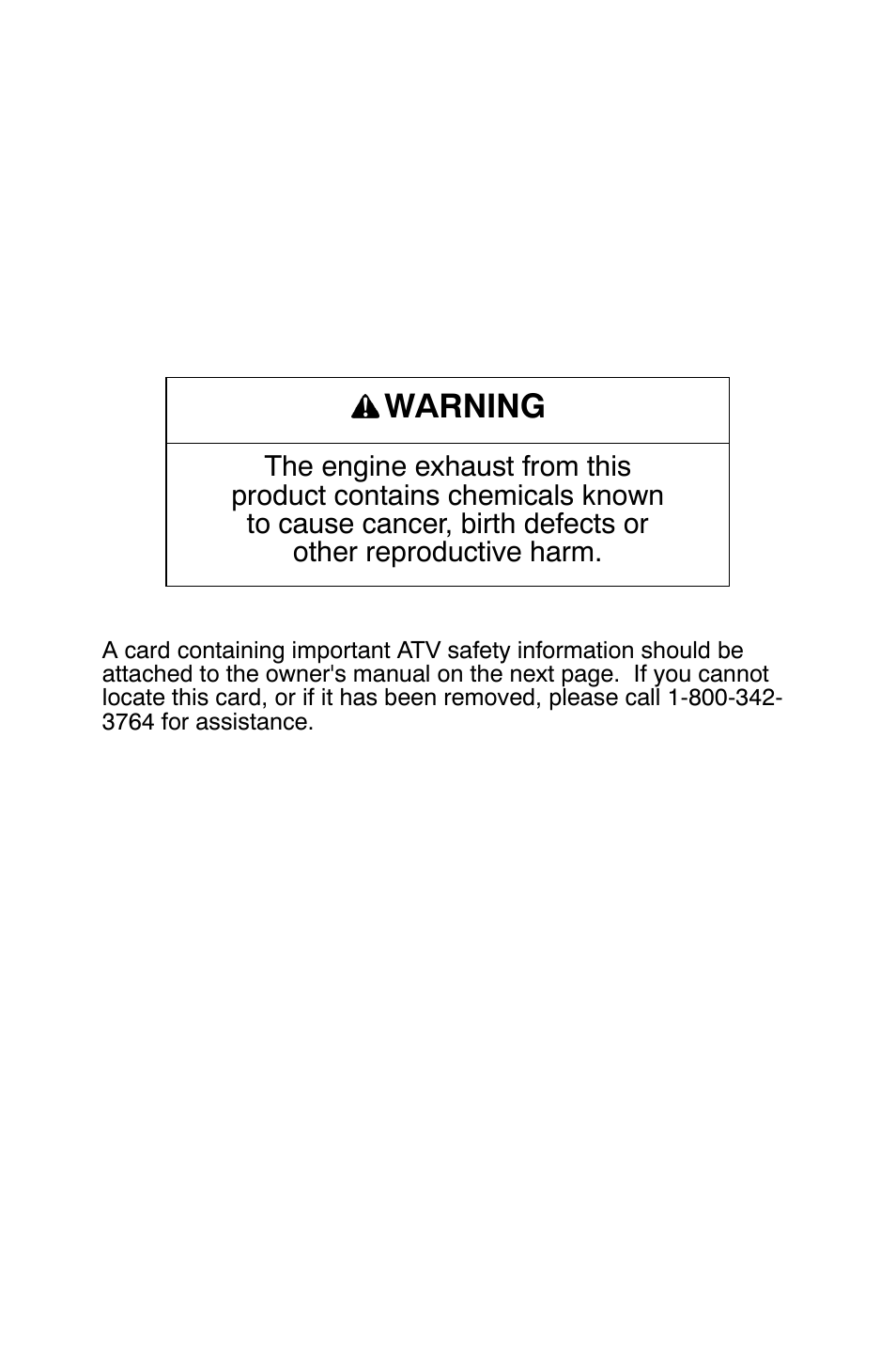 Warning | Polaris Sportsman 9920374 User Manual | Page 3 / 143