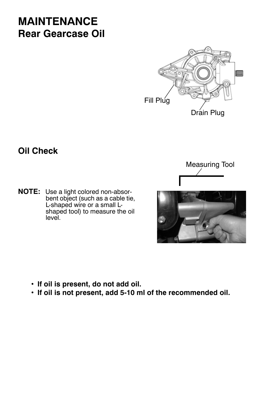 Maintenance, Rear gearcase oil, Oil check | Polaris Sportsman 9920374 User Manual | Page 85 / 143