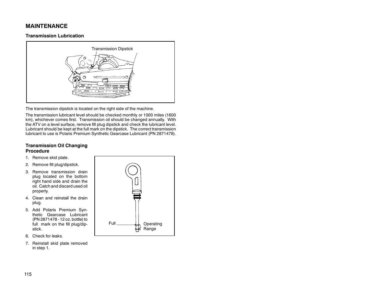 Maintenance | Polaris Offroad Vehicle User Manual | Page 125 / 157