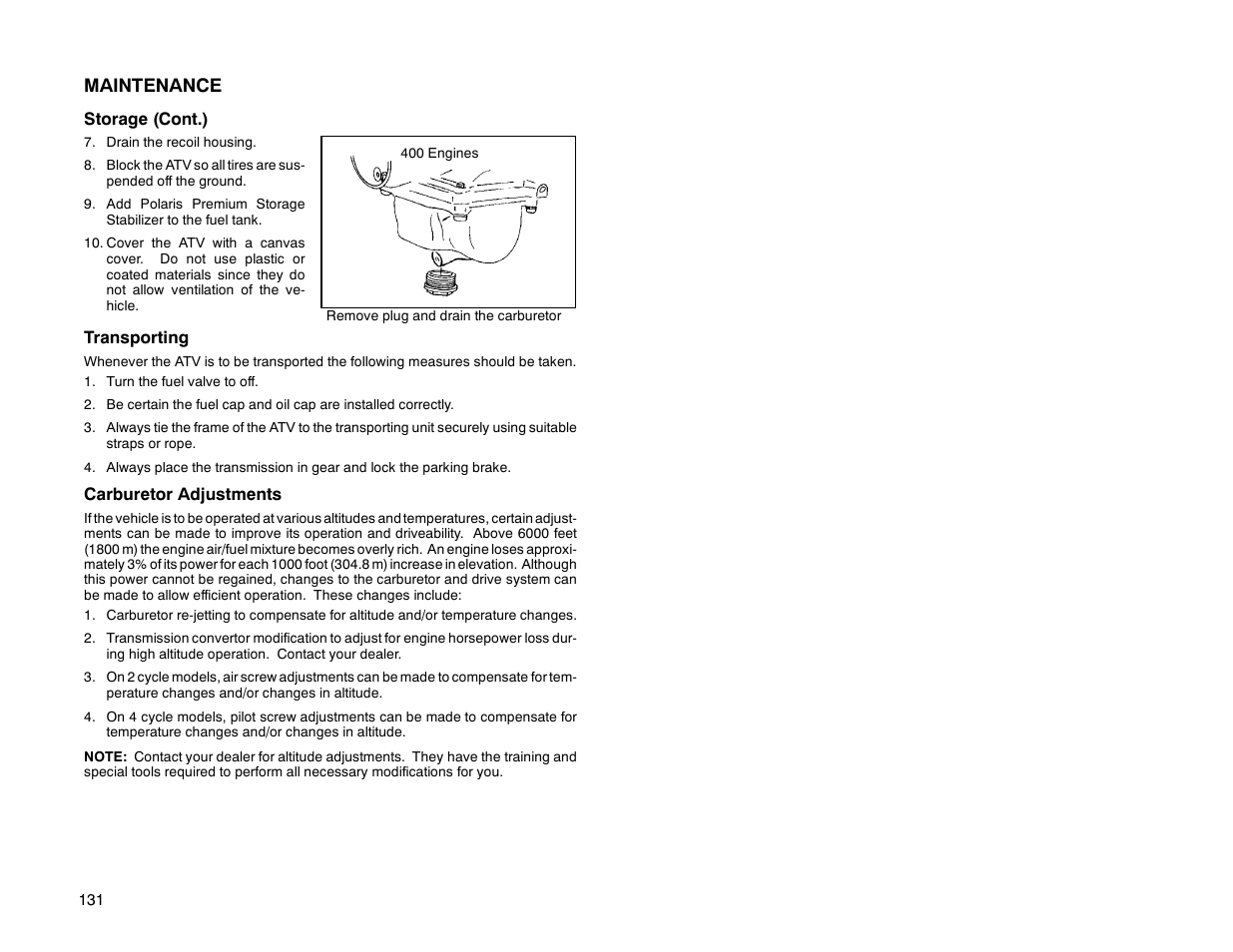 Maintenance | Polaris Offroad Vehicle User Manual | Page 141 / 157