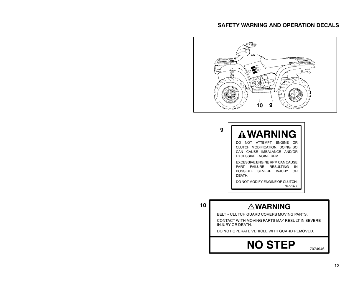 No step, Warning | Polaris Offroad Vehicle User Manual | Page 22 / 157