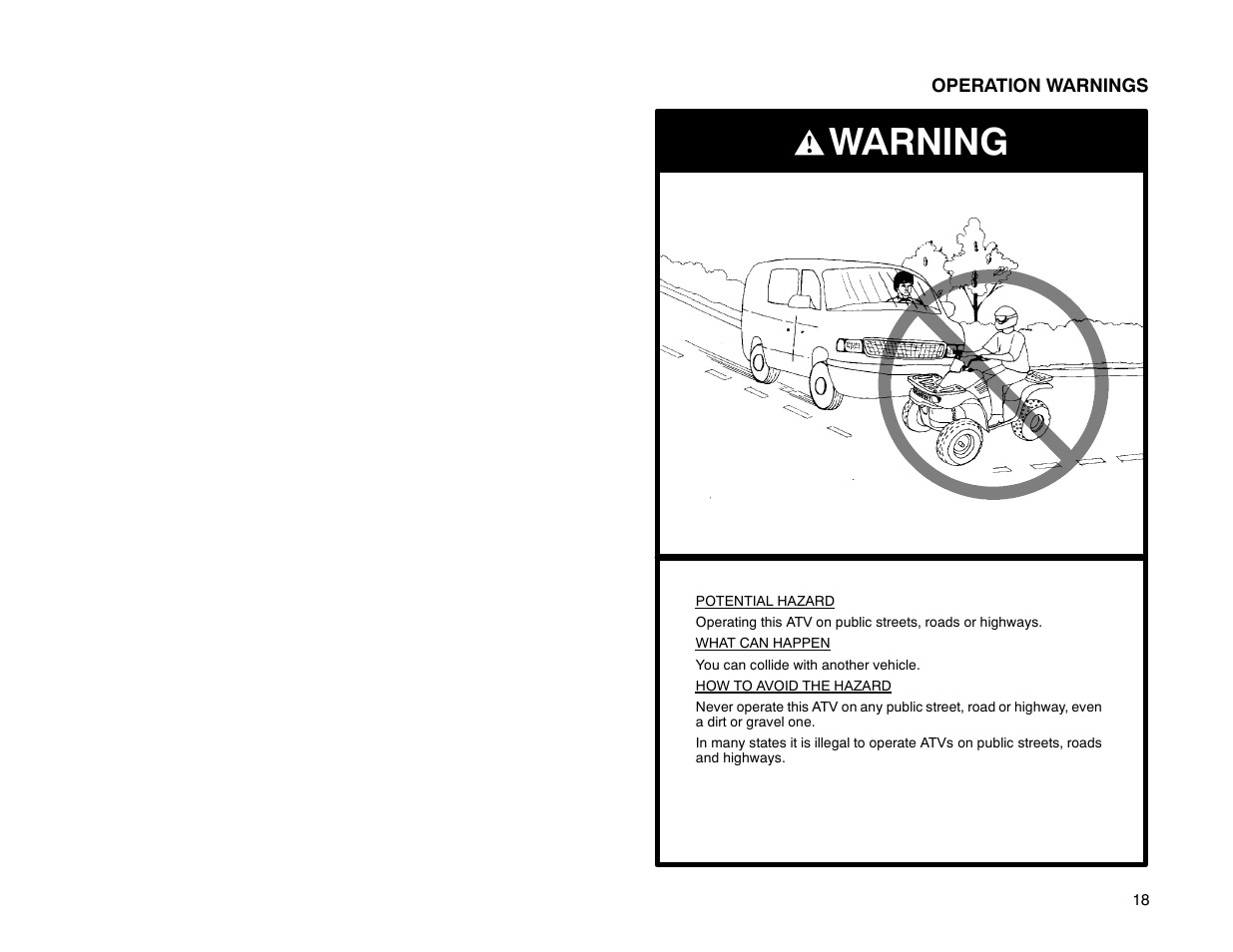 Warning | Polaris Offroad Vehicle User Manual | Page 28 / 157