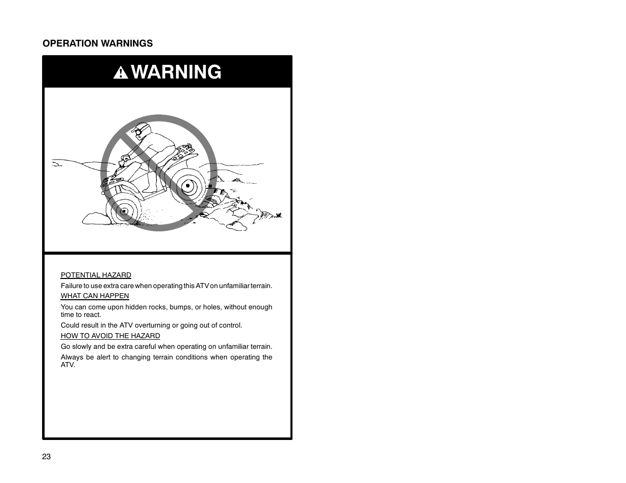 Warning | Polaris Offroad Vehicle User Manual | Page 33 / 157