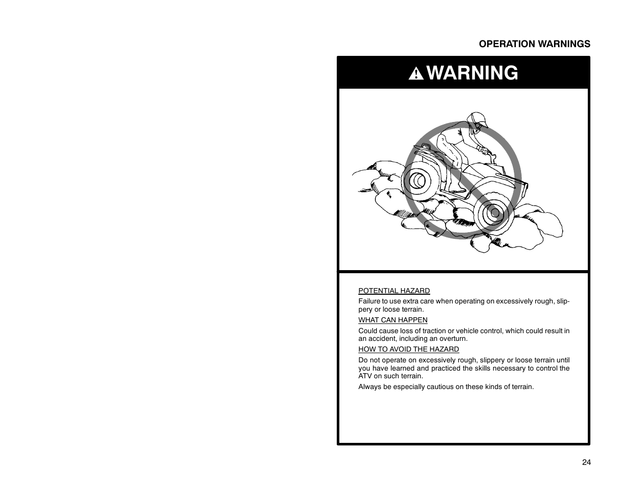 Warning | Polaris Offroad Vehicle User Manual | Page 34 / 157